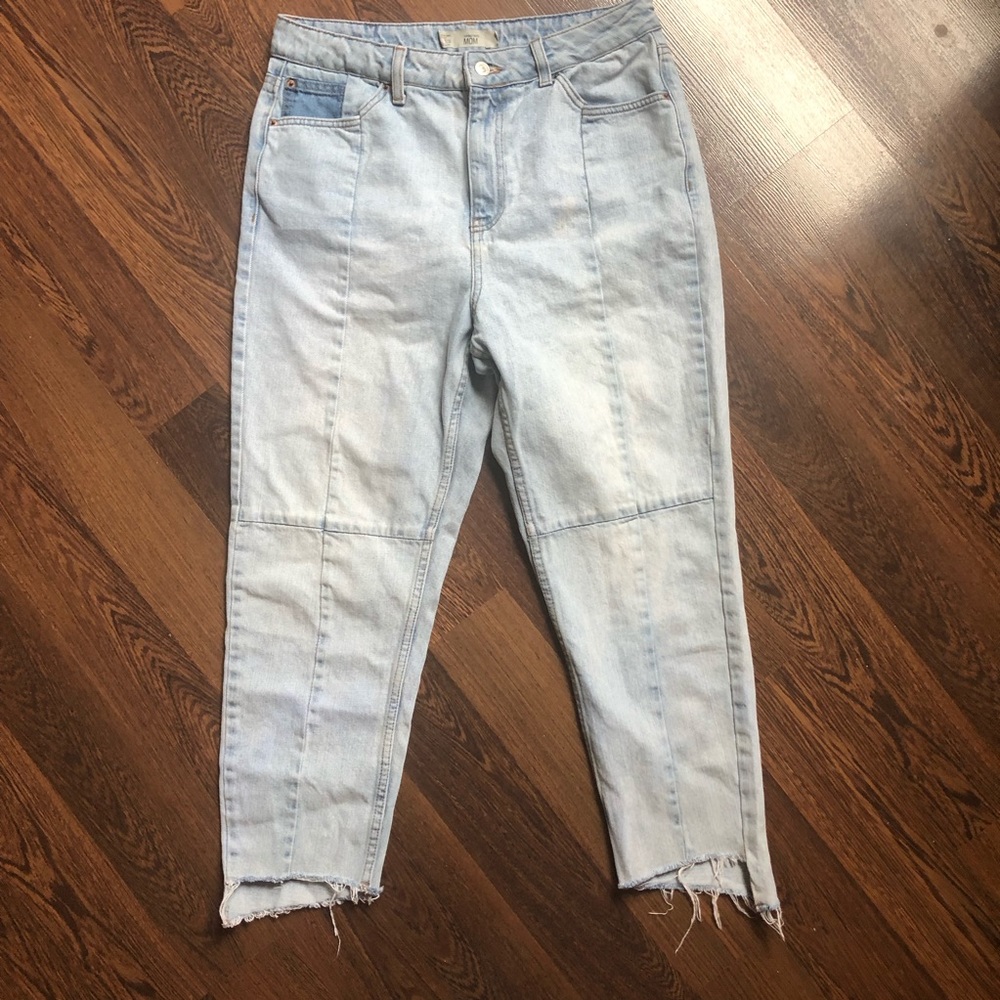 TOPSHOP Blue Colorblock Mom Jeans (discontinued)